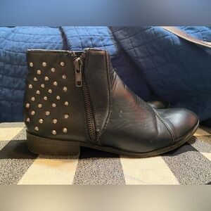 Madden Girl Black Leather Ankle Boots
